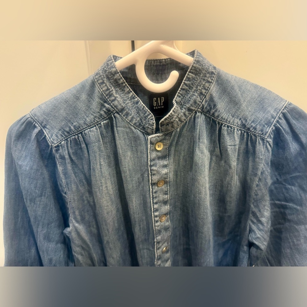NWT GAP Kids Denim Long Sleeve Romper with Belt - Size XL Girls - Picture 4 of 11